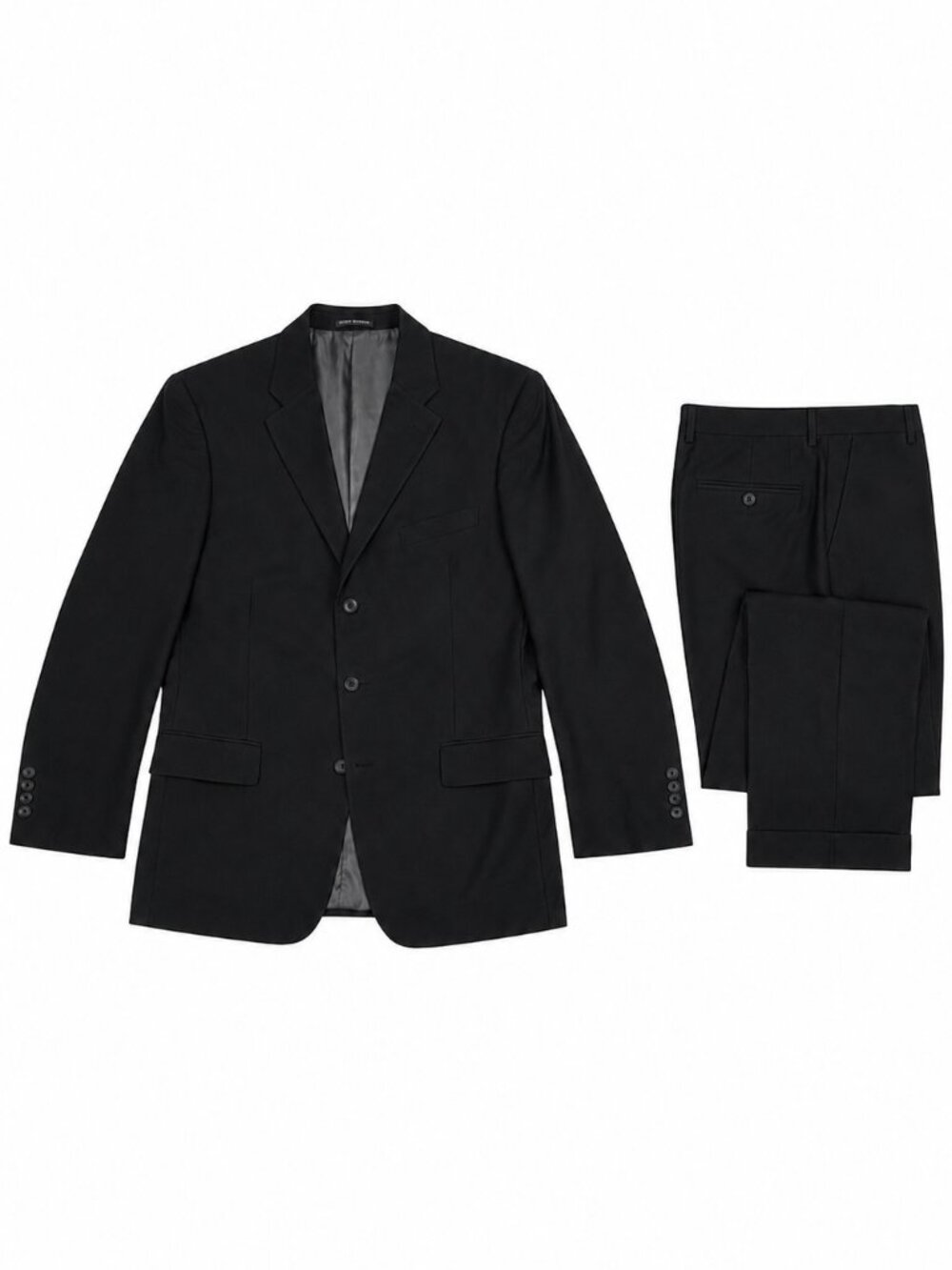 42R Mens Martino Uomo Moda Black Super 120's Merino Wool 2 Piece Suit